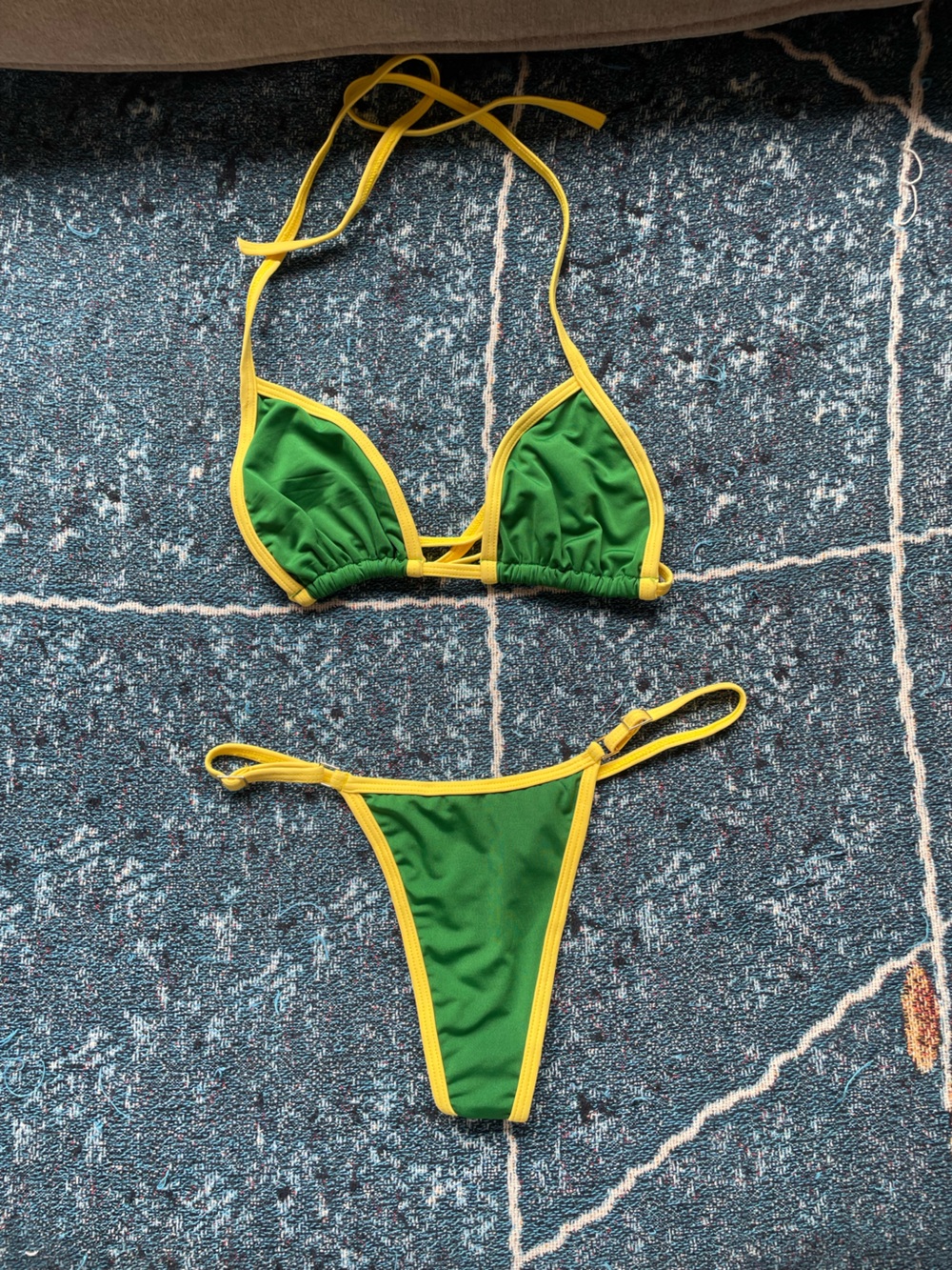 green & yellow Brazilian triangle bikini